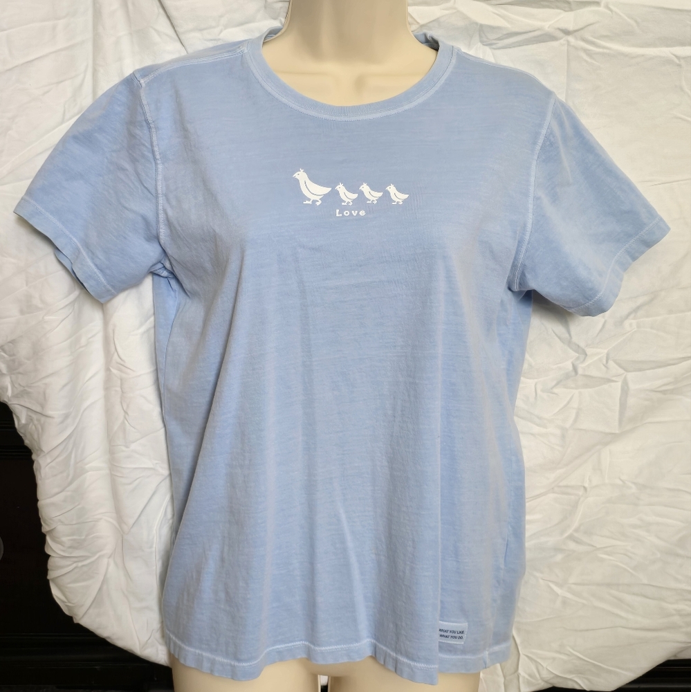 Life Is Good Women's Small Blue Partridge Family Tee